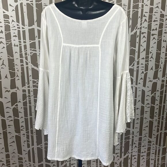 L*Space Boho Gauze & Embroidered Mini Babydoll Dress Cream sz S - Picture 6 of 16